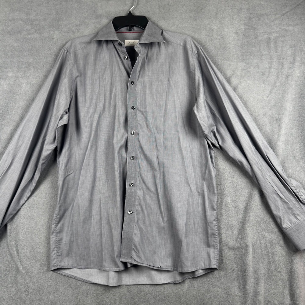 Eton Contemporary Fit Dress Shirt Gray Micro Pattern Spread Collar 16 41 Mens